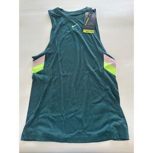 Nike Dri Fit High Neck Training Tank Teal XS NEW Running Workout